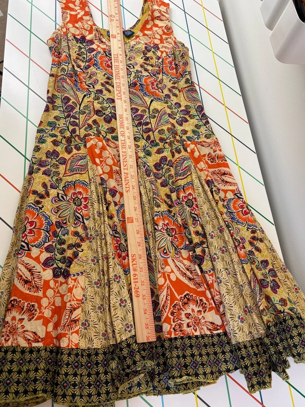 Vintage Phool Sleeveless Floral Patchwork Knee Length Dress Medium Boho Chic - Picture 10 of 14